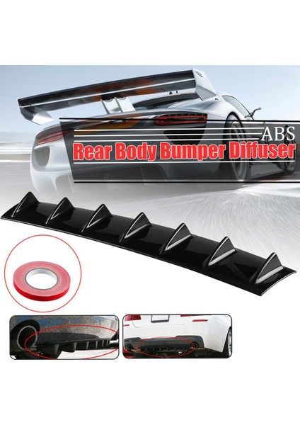 Evrensel Araba Arka Ayrıştırıcı Köpekbalığı Tampon Difüzör 7 Fin Arka Tampon Dudak Spoiler Benz Honda Toyota Parlak Siyah A (Yurt Dışından) modelleri