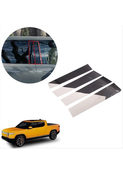 Rivian Için R1T 2022 2023 Araba Kapısı B Sütun Döşeme Kalıp Pencere Kapağı Döşeme Stickers Aksesuarlar Paslanmaz Çelik (Yurt Dışından) indirimleri