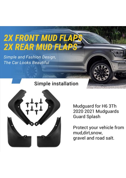 Büyük Duvar Için Çamurlu Gwm Haval H6 3th 2020 2021 Çamurluk Çamur Çamur Flap Guard Sıçrama (Yurt Dışından) indirimleri