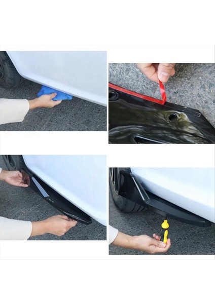 48CM Arka Tampon Koruyucusu Kanardlar Ayırıcı Yan Etek Koruyucu Gövde Kitleri Kapak Çıkartma Araba Ayarlama Aksesuarları Siyah (Yurt Dışından) modelleri