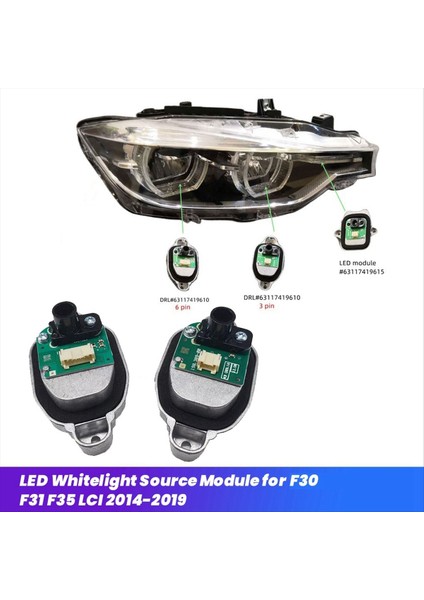 2pcs 3pin+6pin 63117419610 Far Modülü LED Bmw F30 F31 F35 Lcı 2014-2019 Angel Eye Drl Modülü (Yurt Dışından) fiyatları