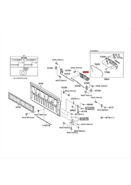 Toyota Hilux Için Arka Bagaj Kapağı Çerçevesi Trim 69090-0K080 2015-2022 Arka Kapı Kolu Kamera Deliği ile Çekme 690900K080 (Yurt Dışından) modelleri