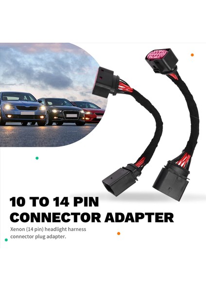 2pcs Xenon (14 Pin) Farlar Kablo Demeti Konnektör Fiş Adaptörü Audi Skoda Koltuğu 1j0 973 737 1j0 973 837 (Yurt Dışından) fırsatları