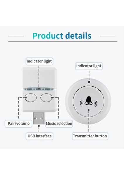 Kablosuz Kapı Zili 433MHZ 150M 30 Müzik USB Kapı Bell Alıcısı Acil Durum Için Tek Uzaktan Kumanda Ev Okulu (Yurt Dışından) modelleri