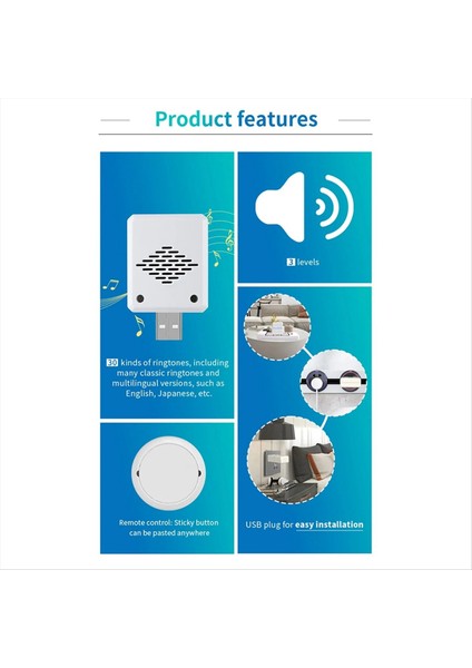 Kablosuz Kapı Zili 433MHZ 150M 30 Müzik USB Kapı Bell Alıcısı Acil Durum Için Tek Uzaktan Kumanda Ev Okulu (Yurt Dışından) fırsatları