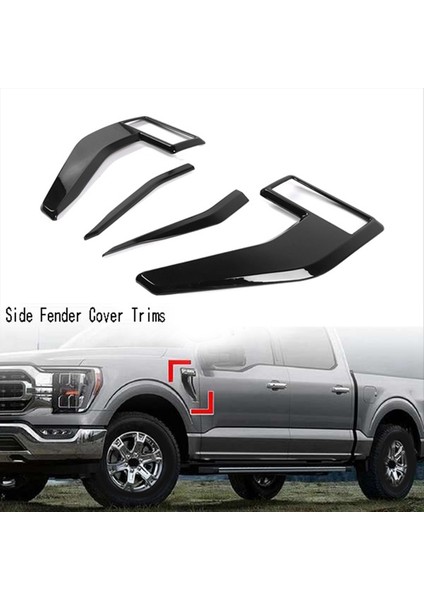 Araba Tarafı Çamurluk Kapağı Trimler Ford F150 F-150 2021 2022 2023 Siyah Için Dekoratif Çıkartmalar (Yurt Dışından) modelleri