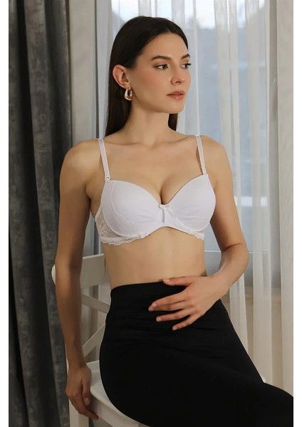 Kadın Destekli Balenli Dantel Detaylı Sütyen Beyaz fırsatları