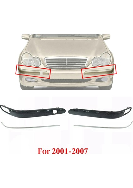 Araba Ön Tampon Pervazları + Mercedes Için Krom Trim Benz C-Serisi 2000-2004 2038852121 2038852221 (Yurt Dışından) fiyatları