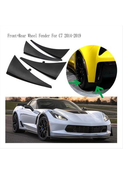 Araba Ön+Arka Tekerlek Çamurluk Muhafızları Flaps Çamurluklar Chevrolet Corvette C7 2014-2019 Için Kapak Kaplama (Yurt Dışından)
