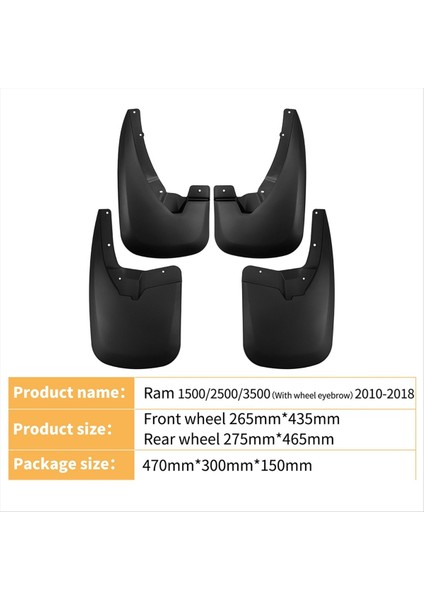4pcs Dodge Ram Için Araba Çamur Fleps 1500/2500/3500 2010-2018 Çamurluk Sıçraması Gardiyan Fender Flep Araç Aksesuarları (Yurt Dışından) modelleri