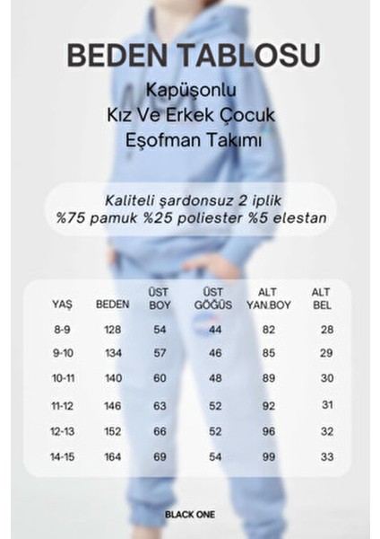 Kız Çocuk Oversize Kapüşonlu Eşofman Takımı %75 Pamuk Nasa Baskılı Sonbahar Kış