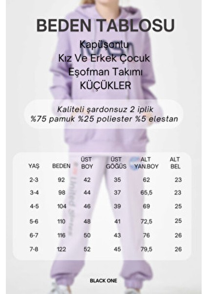 Kız Çocuk Oversize Kapüşonlu Eşofman Takımı %75 Pamuk Nasa Baskılı Sonbahar Kış