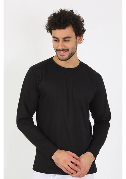 Erkek Sıfır Yaka Uzun Kol Siyah Fanila fiyatları