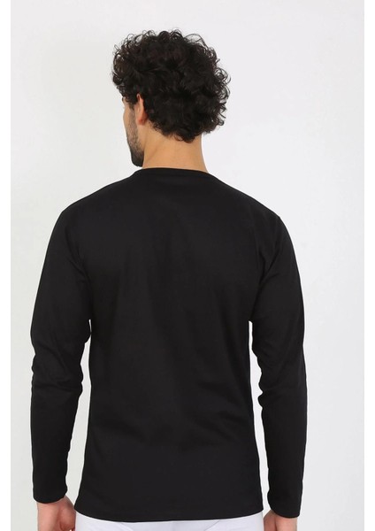 Erkek Sıfır Yaka Uzun Kol Siyah Fanila modelleri