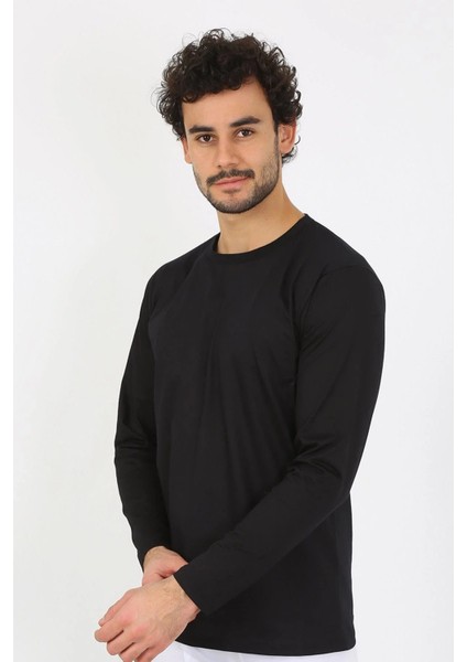 Erkek Sıfır Yaka Uzun Kol Siyah Fanila indirimleri