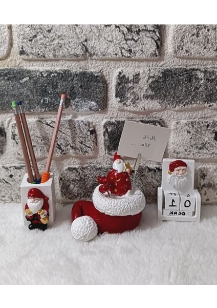 El Yapımı Yılbaşı Seti, Noel Baba Objeli Takvim, Kağıt Tutacağı, Kalemlik 3'lü fiyatları