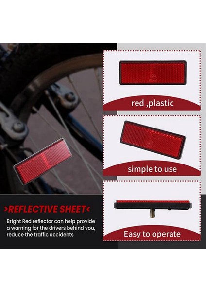 10 Pair Dikdörtgen Kırmızı Yansıtıcılar Motosikletler Için Evrensel Atv Bisikletleri Kir Bisikletleri (Yurt Dışından) indirimleri