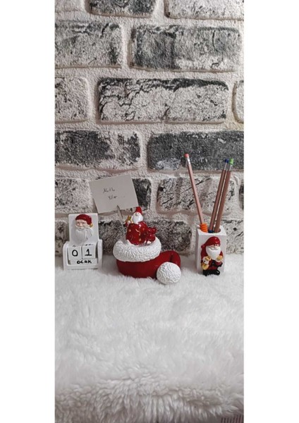 El Yapımı Yılbaşı Seti, Noel Baba Objeli Takvim, Kağıt Tutacağı, Kalemlik 3'lü fırsatları