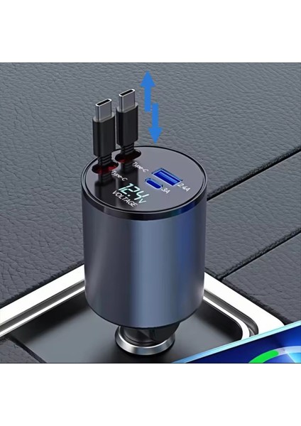 Geri Çekilebilir Araba Şarj Cihazı 4&#39 Ü Hızlı Araba Telefon Şarj Cihazı Çift-C Type-C 120W Çar Maşif USB Araba Şarj Cihazı Adaptörü (Yurt Dışından) indirimleri