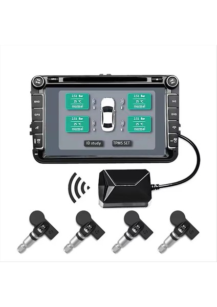 USB Android Tpms Lastik Basınç Izleme Sistemi Görüntüle Uyarı Sistemi Iç Harici 4 Sensör Araç Navigasyonu Için (Yurt Dışından)
