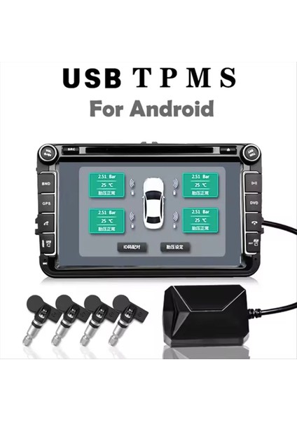 USB Android Tpms Lastik Basınç Izleme Sistemi Görüntüle Uyarı Sistemi Iç Harici 4 Sensör Araç Navigasyonu Için (Yurt Dışından) fiyatları