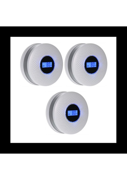 3x Karbon Monoksit ve Duman Combo Dedektörü Bataryalı LED Işık Yanıp Ses Uyarısı ile Co Alarmı (Yurt Dışından)