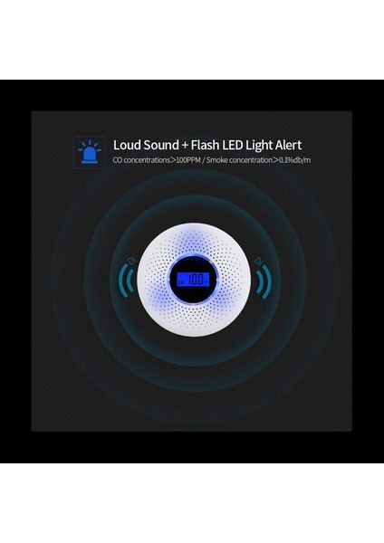 3x Karbon Monoksit ve Duman Combo Dedektörü Bataryalı LED Işık Yanıp Ses Uyarısı ile Co Alarmı (Yurt Dışından) indirimleri