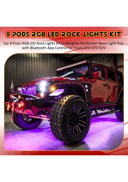Araba 8 Pods Rgb LED Kaya Işıkları Kiti Bluetooth Uygulama Kontrolü ile Kamyon Atv Utv Suv (Yurt Dışından) fırsatları