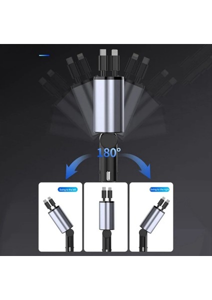 Araba Geri Çekilebilir Araba Şarj Cihazı 2 USB Bağlantı Noktası 120W Süper Hızlı Şarj Flaş Şarjı 4-1 In-1 Inter Figara A Destek (Yurt Dışından) modelleri