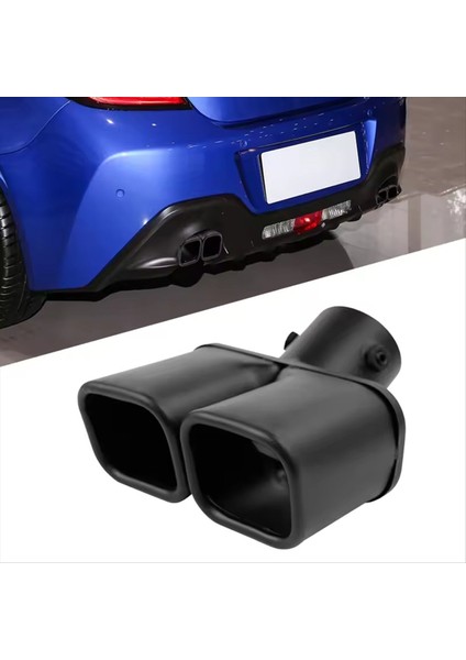 Giriş 63MM Çift Çıkış Araç Egzoz Tip Paslanmaz Çelik Siyah Egzoz Uçları Susturucu Kuyruk Çift Boru Tüp Tip (Yurt Dışından) fiyatları