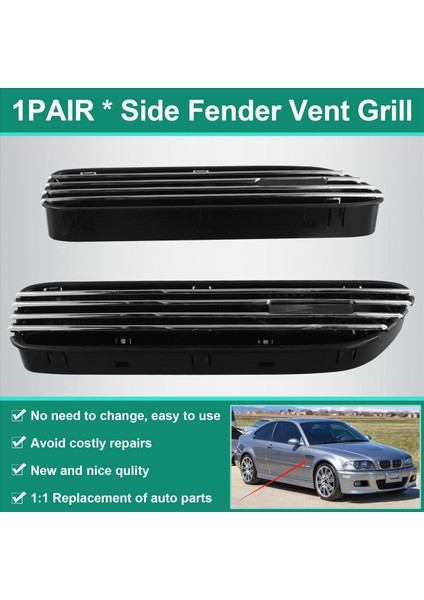 Bmw 3 Serisi M3 E46 2001-2006 Çamurluk Hava Havalandırma Trim Kapağı 51137895913 51137895914 (Yurt Dışından) indirimleri