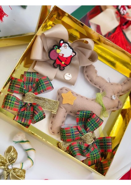8 Parça Taşlı Yılbaşı Aksesuar Seti, Kutulu Hediye, Çam Ağacı, Noel Baba, Fiyonk fırsatları