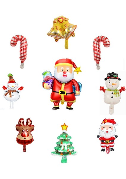 Yılbaşı ve Noel Temalı 9'lu 45 cm Renkli Folyo Balon Seti fiyatları