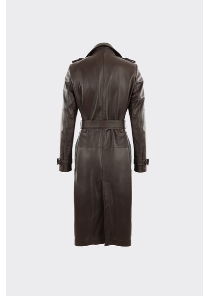 Kahve Kadın Deri Trençkot fiyatları