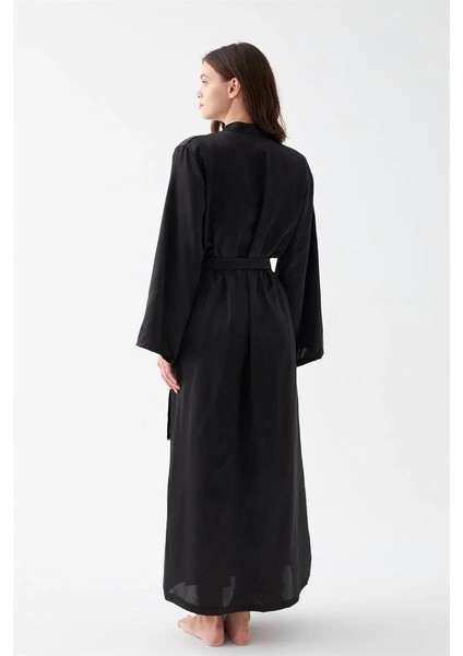 Kadın Uzun Siyah Saten Sabahlık indirimleri