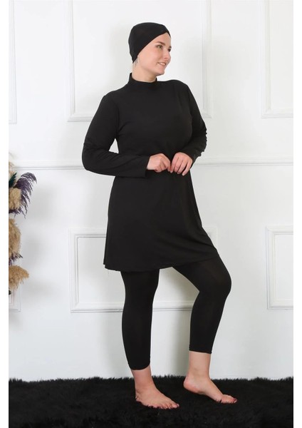 Tam Kapalı Büyük Beden Siyah Mayo fiyatları