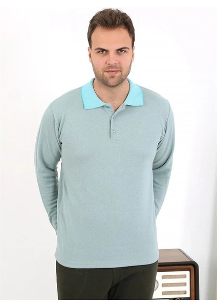 Erkek Polo Yaka Uzun Kol Penye Pijama Takımı Su Yeşili fiyatları