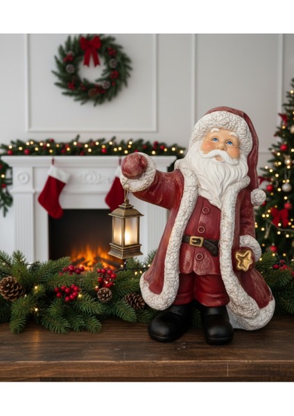 Kırmızı Noel Baba Biblo, Ev Dekorasyonu, El Fenerli, 46X35 Cm, Şık ve Sıcak Atmosfer fırsatları