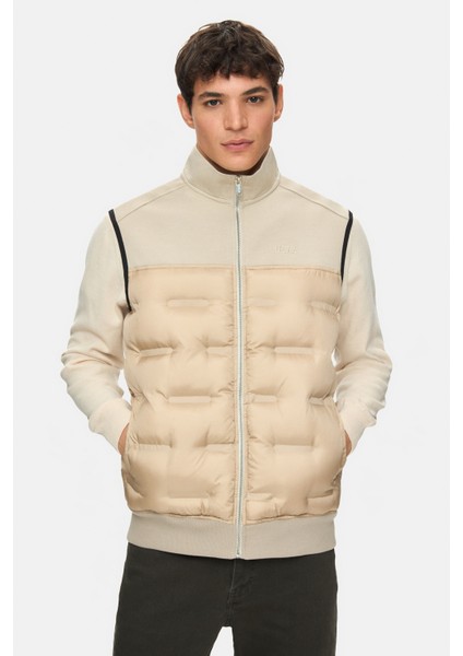 Mathıas Koyu Bej Fermuarlı ve Cepli Scuba Kumaş Standard Fit Erkek Yelek