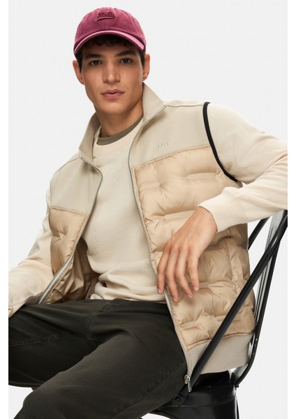 Mathıas Koyu Bej Fermuarlı ve Cepli Scuba Kumaş Standard Fit Erkek Yelek fiyatları