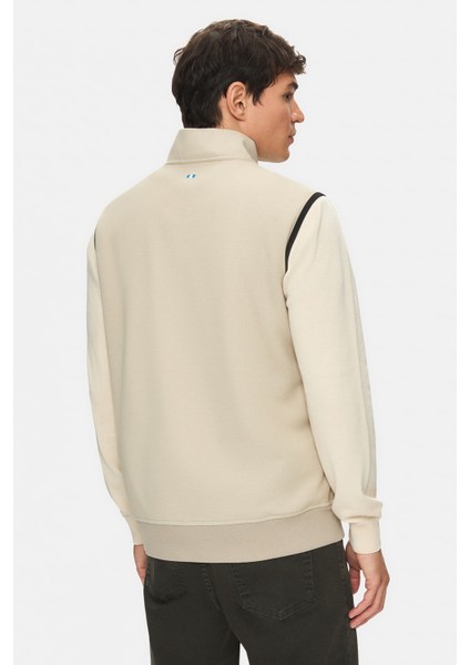 Mathıas Koyu Bej Fermuarlı ve Cepli Scuba Kumaş Standard Fit Erkek Yelek