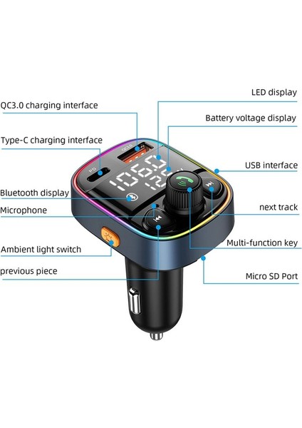Araba Bluetooth 5 0 Mp3 Çalar Fm Çift Dijital Ekran Iki Cep Telefonu Bağlayabilir Araç Şarj Cihazı PD20W+QC18W Hızlı Şarj (Yurt Dışından) fiyatları
