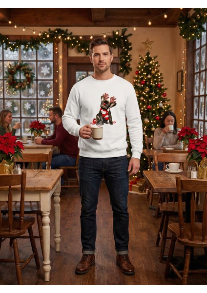 Noel Işıltısı Sweatshirt Beyaz