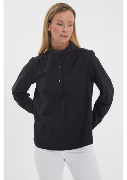 Hakim Yaka Omuzları Büzgülü Üç Düğme Bluz fiyatları
