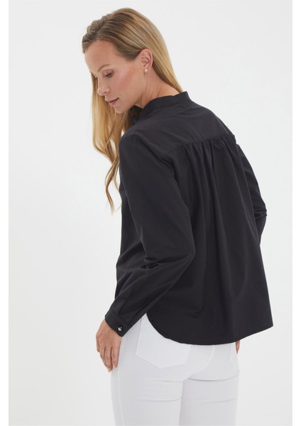 Hakim Yaka Omuzları Büzgülü Üç Düğme Bluz indirimleri
