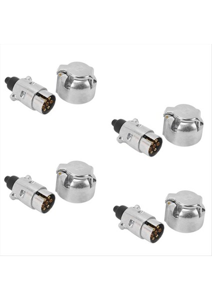 4set Römork Aksesuarları- 7 Pin Römork Fişi 12V Rv Soketler Çekme Çubuğu Çekme 7pin Metal Römork Konektörleri (Yurt Dışından) indirimleri