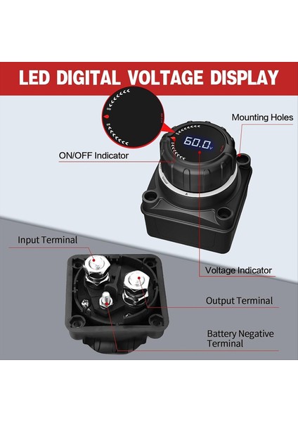 Deniz Botu Araba Kamyonu Için Voltmetre Master Izolatör Kesi/kapatma Anahtarı DC5-60V ile Pil Bağlantı Anahtarını Yükselt (Yurt Dışından) fırsatları