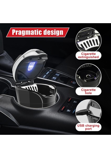 LED Işık Mini Araba Kül Tepsi Çöp Kutusu ile Kapalı Soyunabilen USB Şarj Edilebilir Çekiş ile Araba Kültresi (Yurt Dışından) modelleri