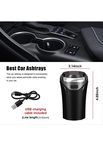 LED Işık Mini Araba Kül Tepsi Çöp Kutusu ile Kapalı Soyunabilen USB Şarj Edilebilir Çekiş ile Araba Kültresi (Yurt Dışından) fırsatları