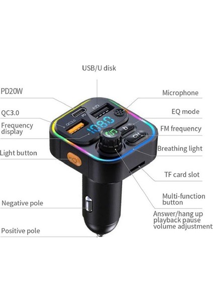 Araba Bluetooth 5 0 Mp3 Çalar Kayıpsız Ses Müzik U Disk Destek Arabası Hızlı Şarj (Yurt Dışından) fiyatları